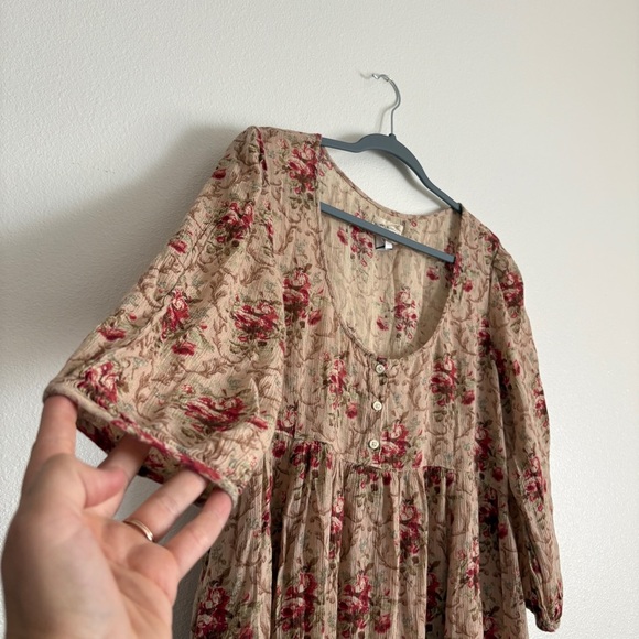 Ralph Lauren Denim & Supply Floral Red and Tan Gauze Dress. Size Large Spring. - Picture 7 of 13
